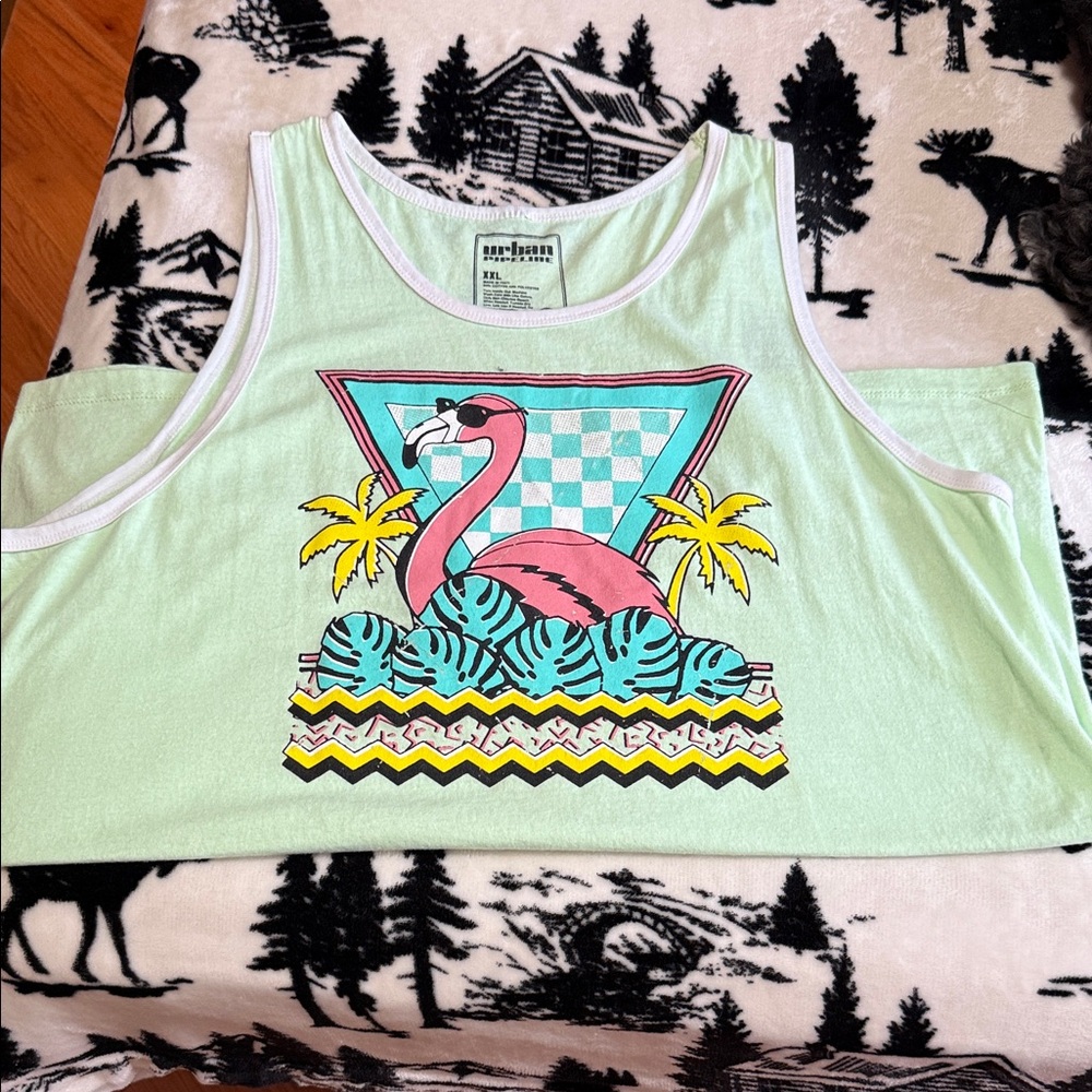 Urban Pipeline Mint Green Flamingo Tank Top
